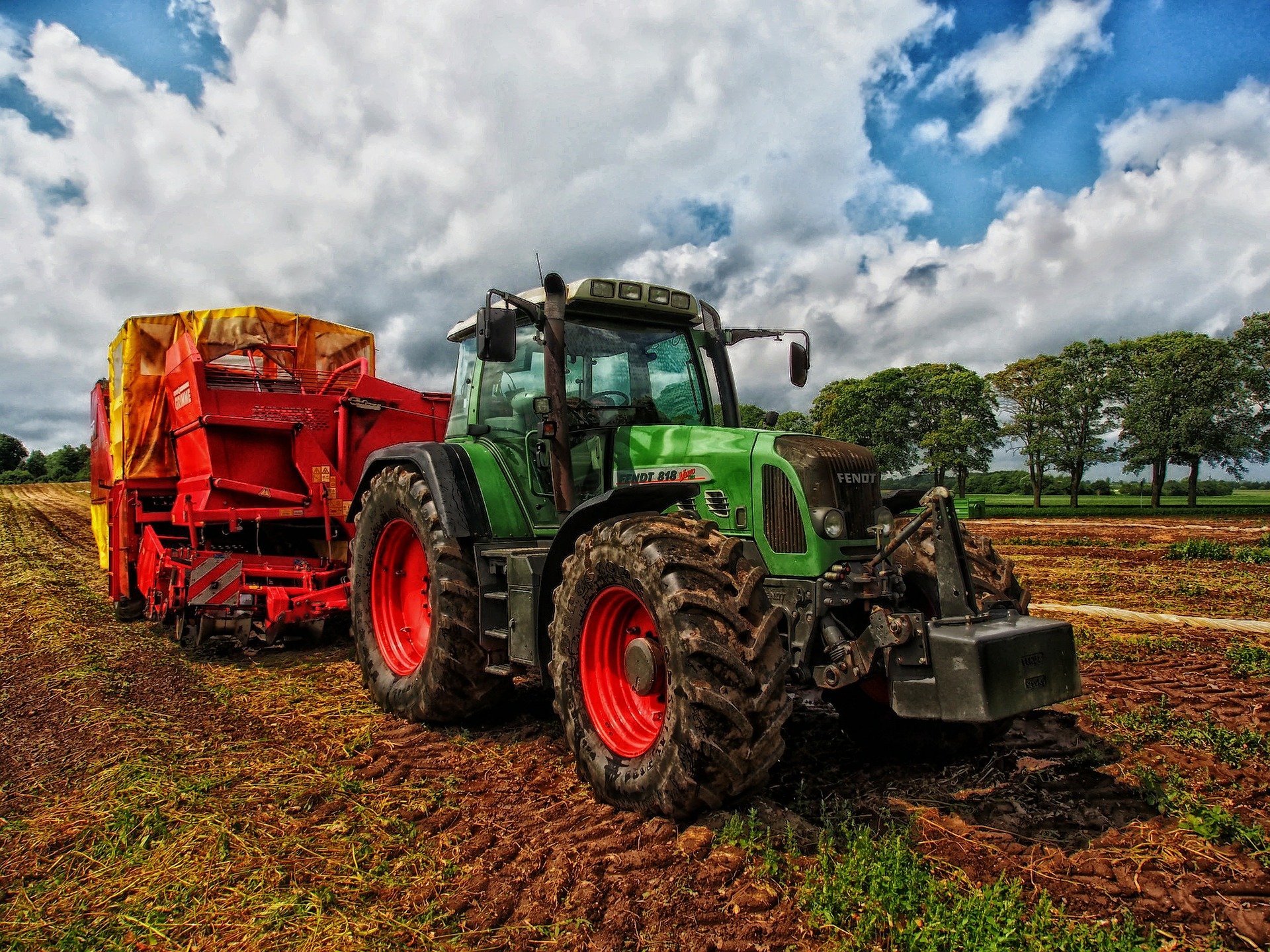 traktor, mark, landbrug, udenfor